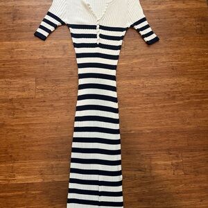 Altuzarra Sunday Striped Ribbed Stretch-Knit Midi Dress